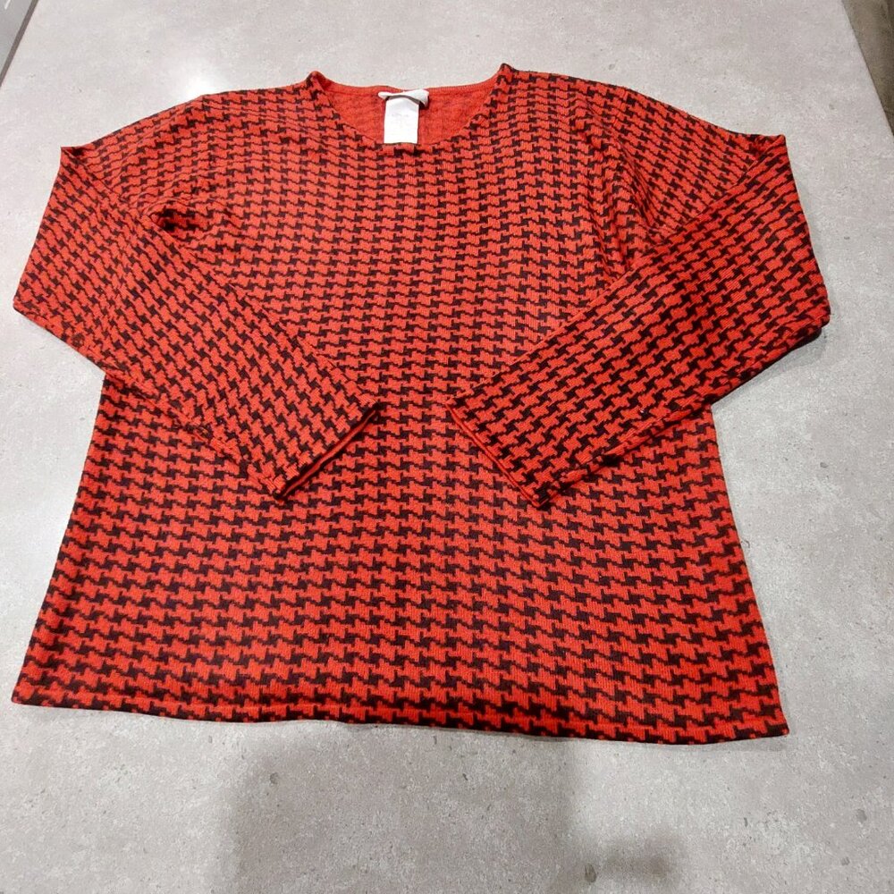 DESIGNERS ORIGINAL Women's 100% Acrylic Houndstooth Long Sleeves Knit Sweater